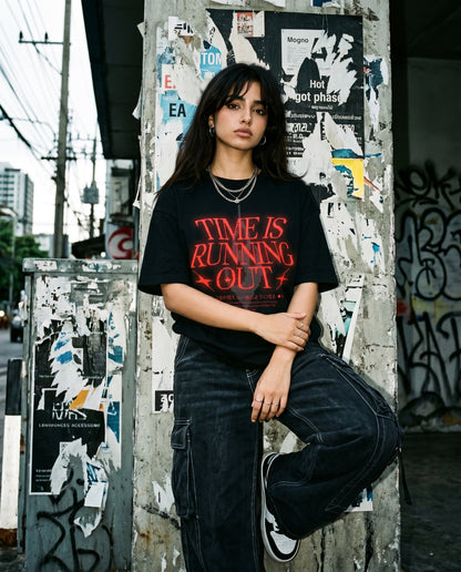 TIME IS RUNNING OUT Oversized Tee
